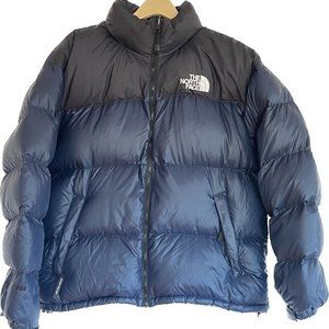 black and blue north face puffer jacket